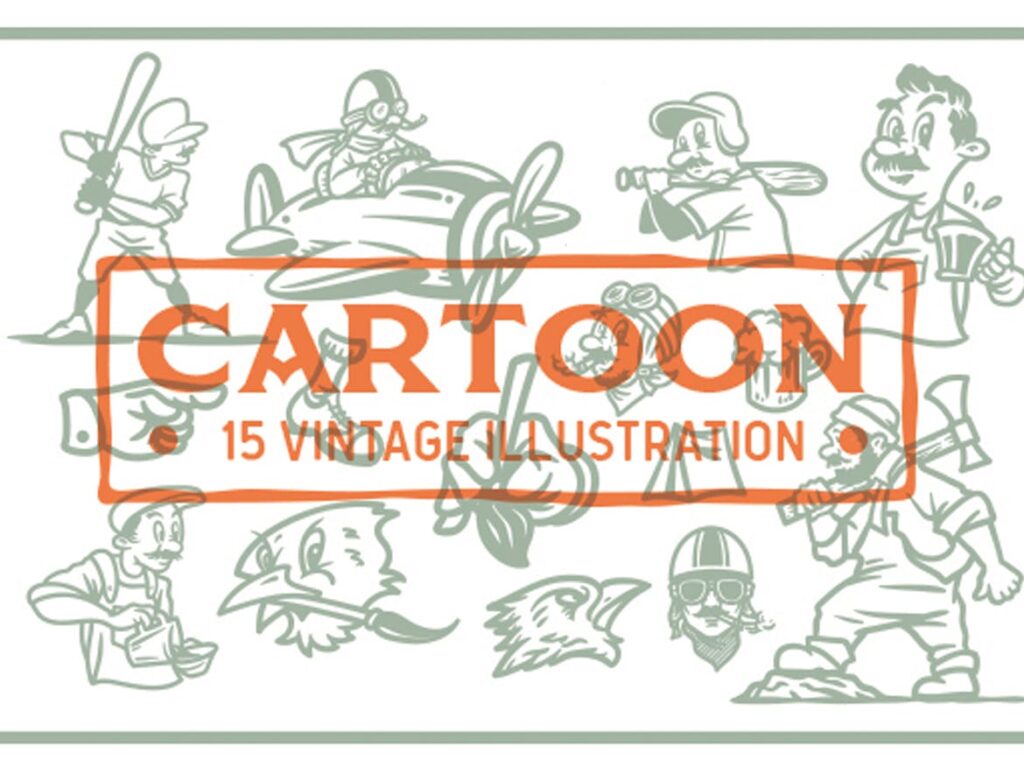 15个卡通复古插画相框装饰画Cartoon Vintage Illustration插图4