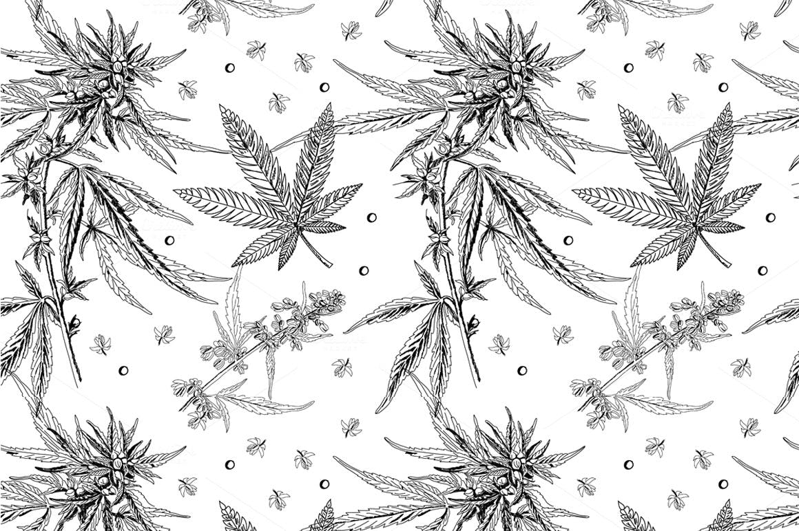 绿植树叶矢量素材轮廓下载Marijuana pattern插图4