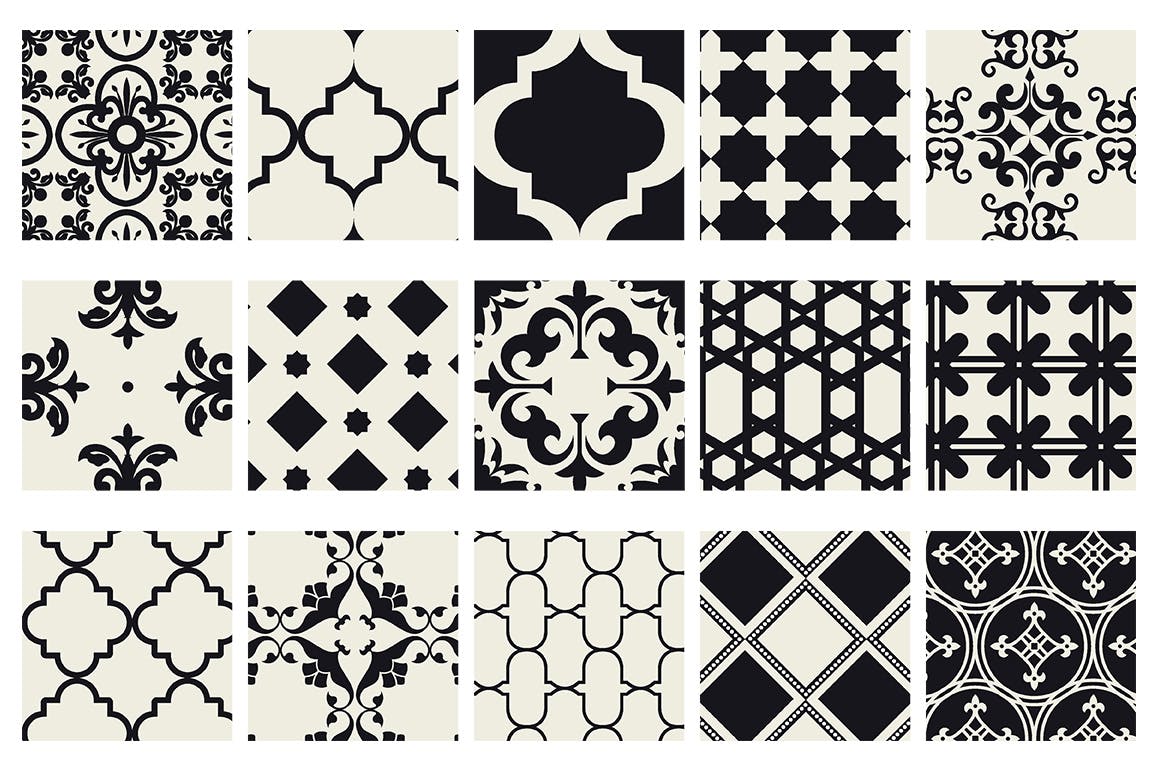 15个摩洛哥风格无缝矢量模式重复排列组合Moroccan Style seamless vector patterns vol1插图4