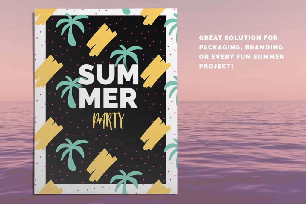 企业品牌VI辅助图形装饰图案Summer Seamless Patterns插图4