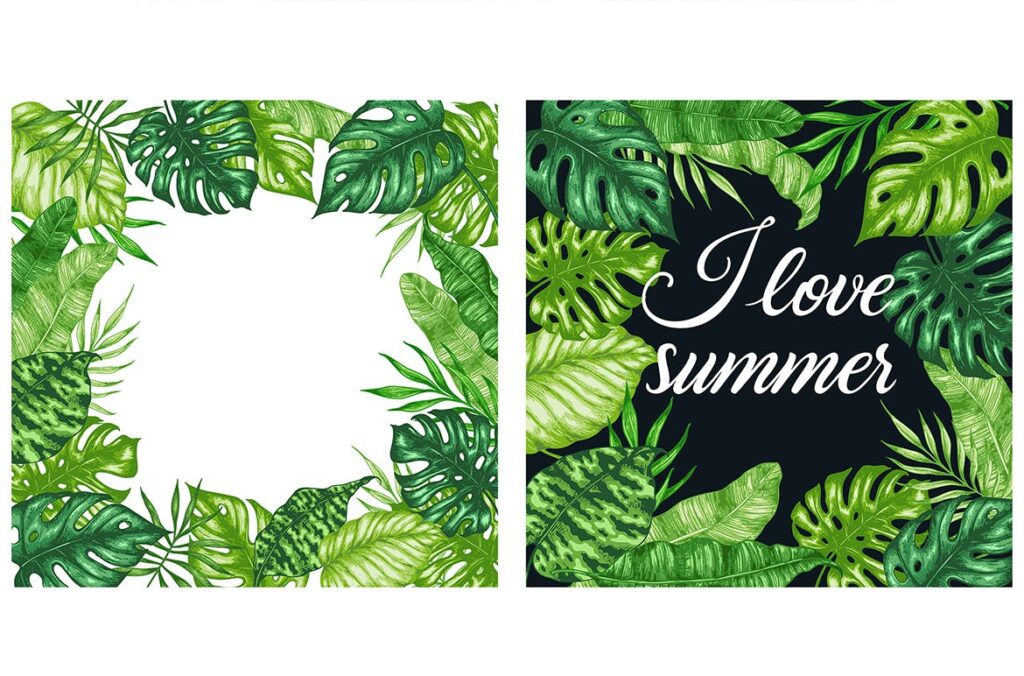 20个矢量热带森林树叶装饰图案花纹Tropical Paradise Design Kit插图4