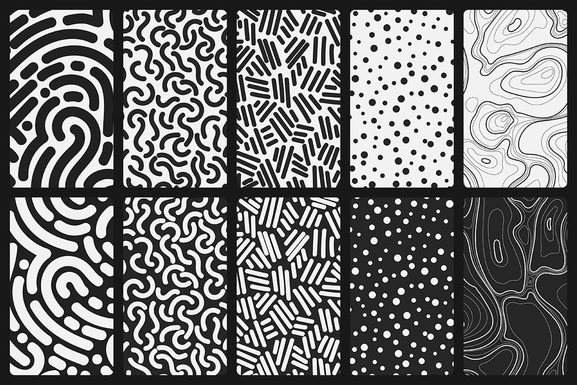 50个矢量抽象涂鸦几何线条装饰纹理50 Abstract Doodle Seamless Patterns插图5