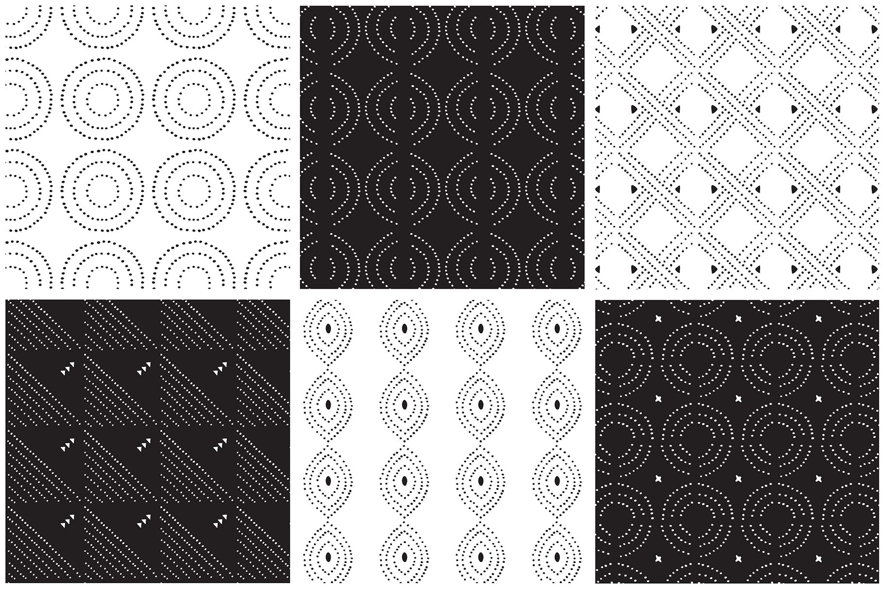 几何形状手工制作图案纹理素材下载Dotted Vector Patterns Tiles插图5