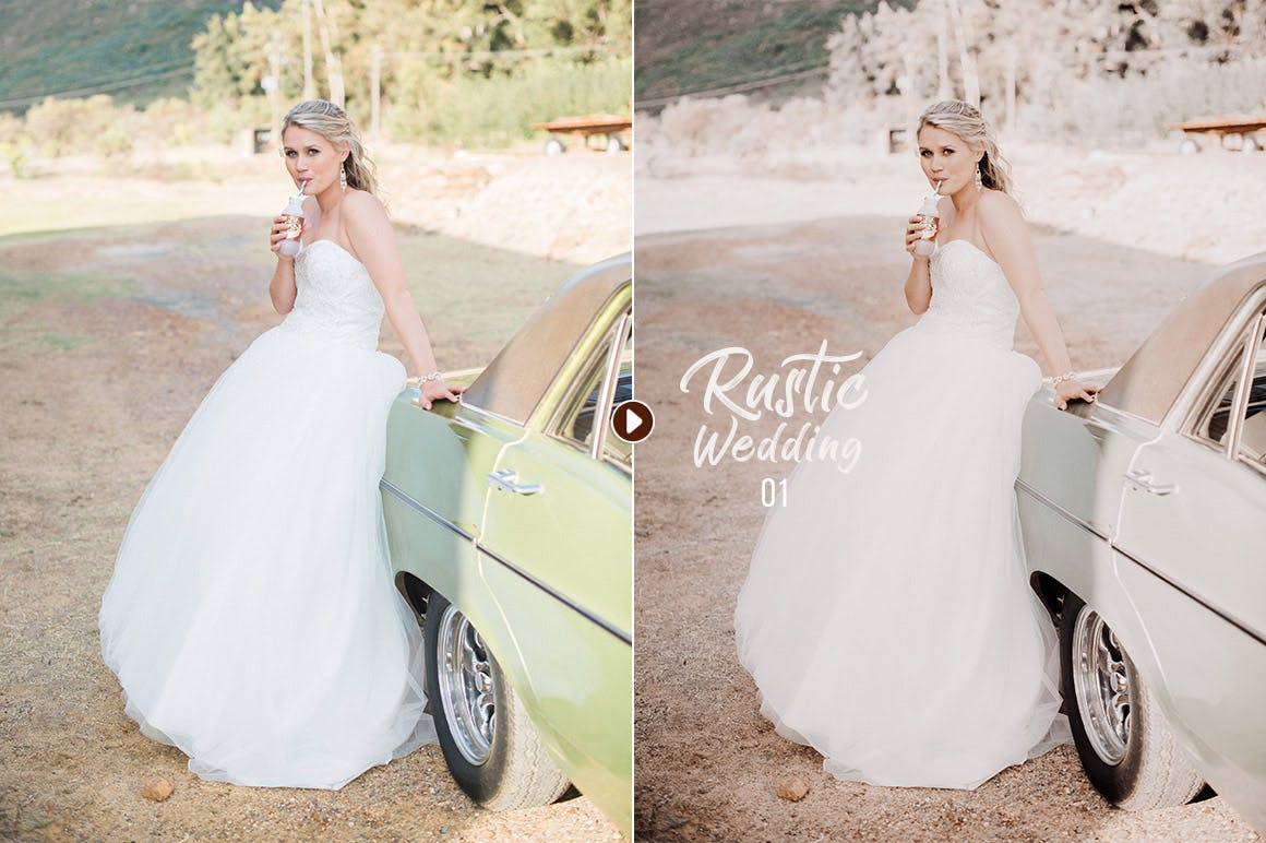 文艺婚纱摄影照片效果处理LR预设Rustic Wedding Presets for Lightroom Photoshop插图5