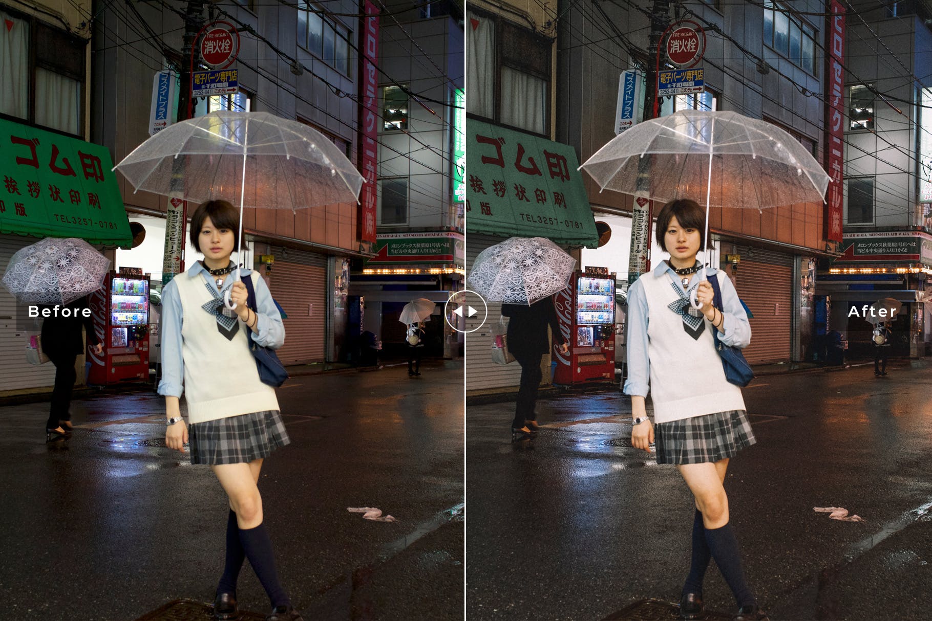 夜景多彩人物摄影肖像摄影后期调色滤镜LR预设Tokyo Mobile Desktop Lightroom Presets插图5