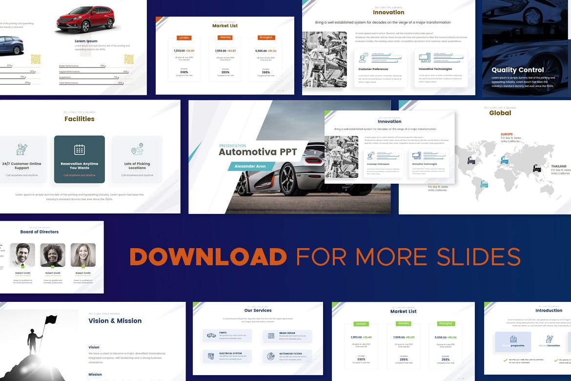 汽车新品展示演示文稿模板素材Automotiva Automotive Media Marketing Powerpoint插图5