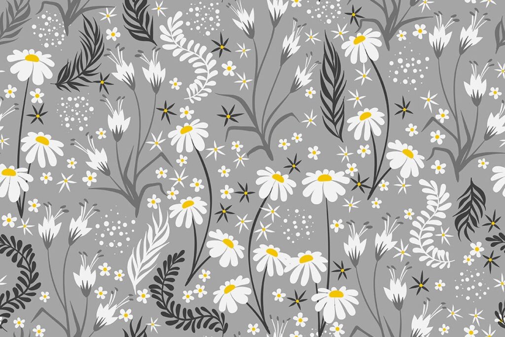 五彩雏菊植物服装品牌装饰图案花纹Chamomile Field Floral Seamless Patterns插图6