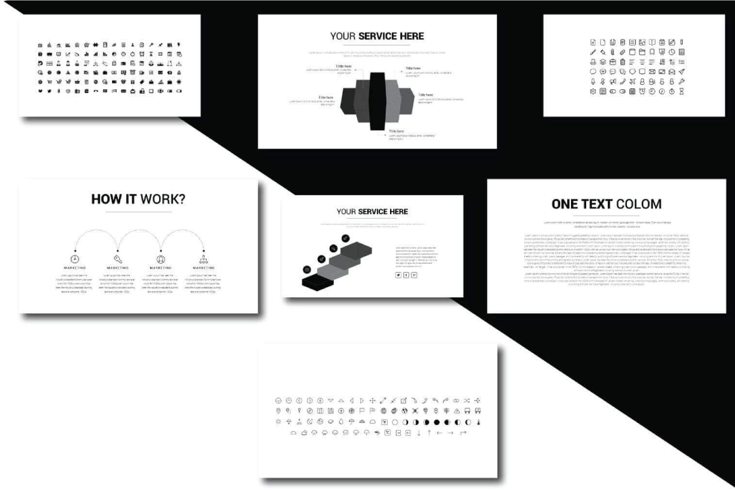 超现代的独特的设计黑白风PPT幻灯片模板Lorem Ipsum Powerpoint Template插图5