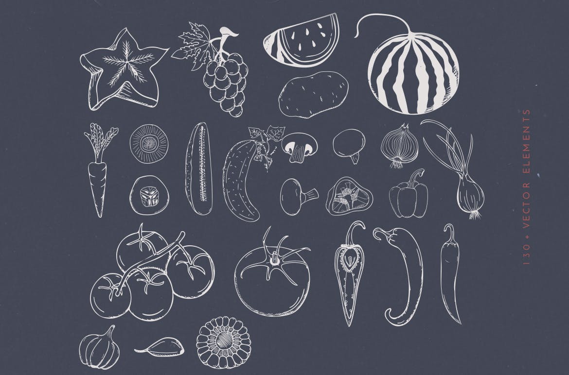 美食餐饮品牌宣传手绘矢量图案素材Ratatouille Sketched插图6