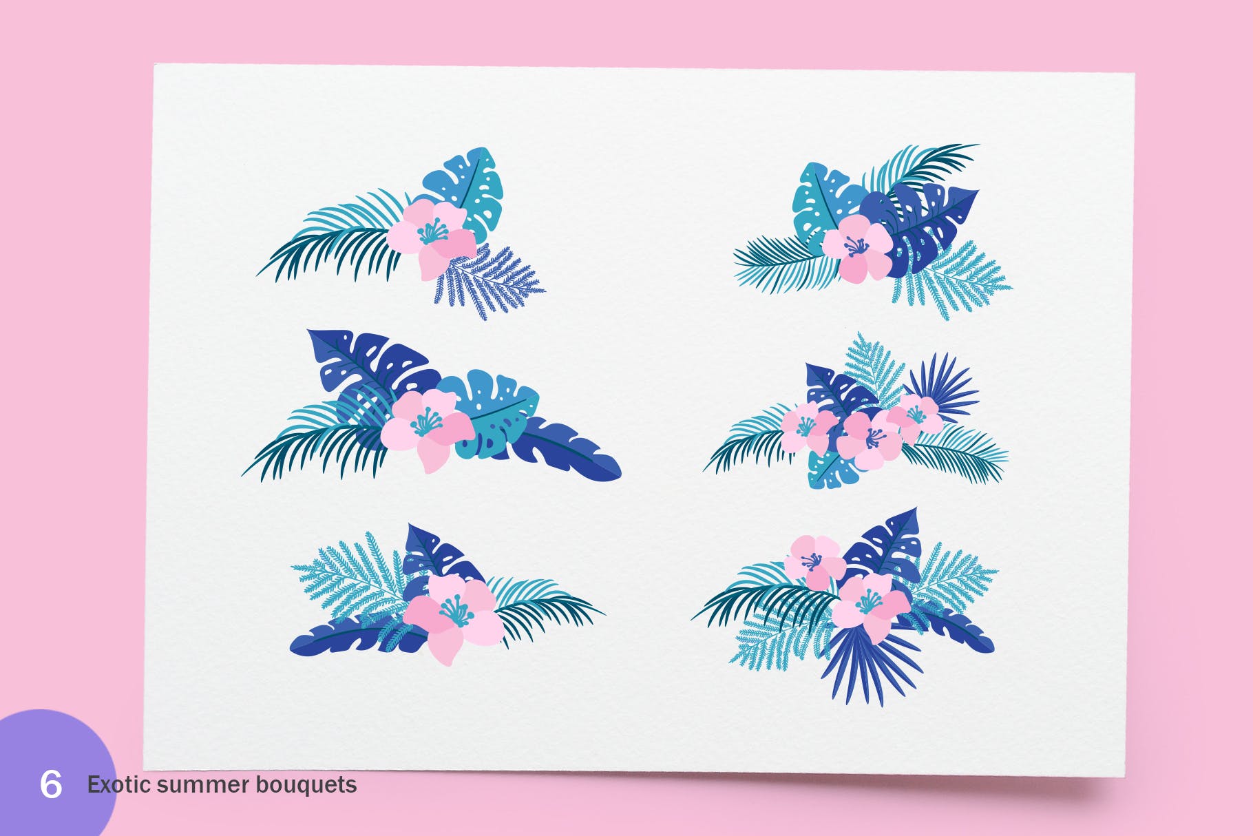 6个夏季无缝矢量图案素材图案纹理Summer Exotic Palm Design Elements SVG插图6