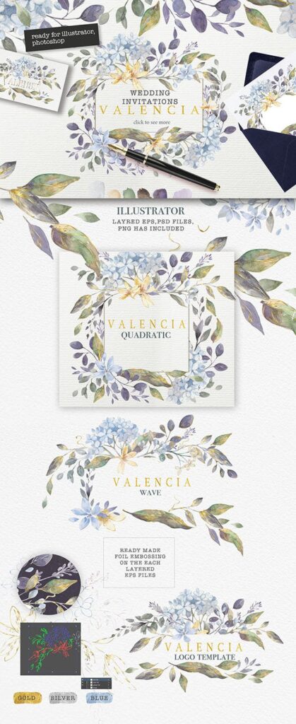 豪华贵族奢华花卉主题水彩装饰图案VALENCIA luxury watercolors插图6