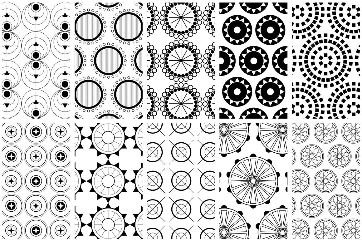 全新优雅的40个圆形无缝矢量图案食品包装装饰图案Circular Patterns Set插图7