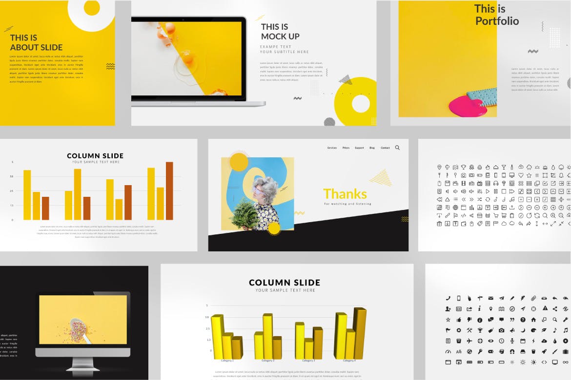 优雅简洁大气黄色调演示文稿模版Creative Design Google slide插图6