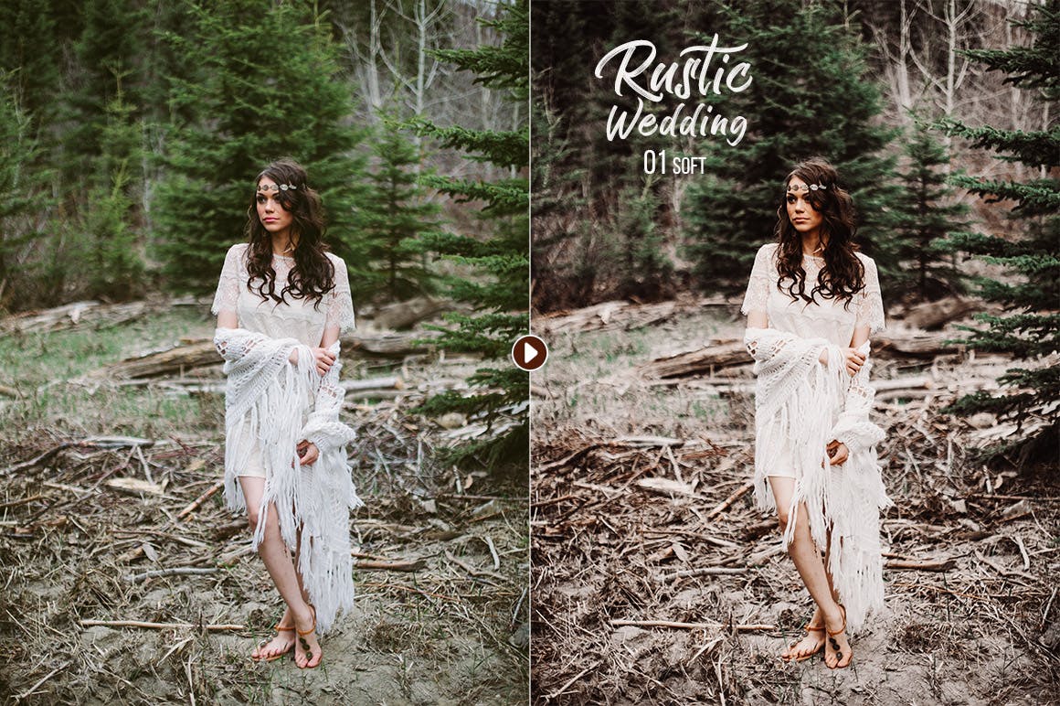 文艺婚纱摄影照片效果处理LR预设Rustic Wedding Presets for Lightroom Photoshop插图7