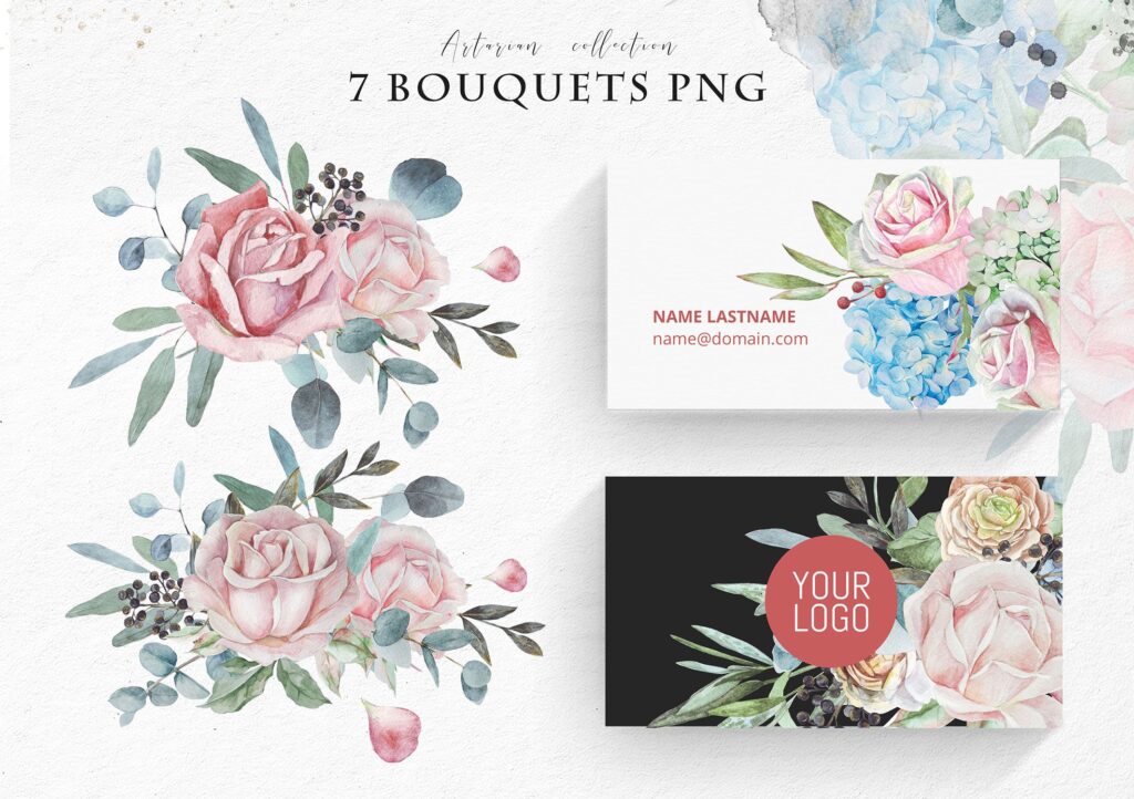 婚礼玫瑰花束创意图案合集邀请函相框装饰图案Wedding roses bouquets Artarian vol22插图5