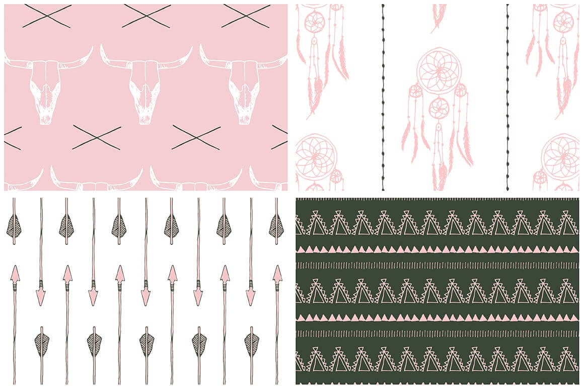 20个新的波西米亚组合矢量图案集合Boho Patterns Collection插图8