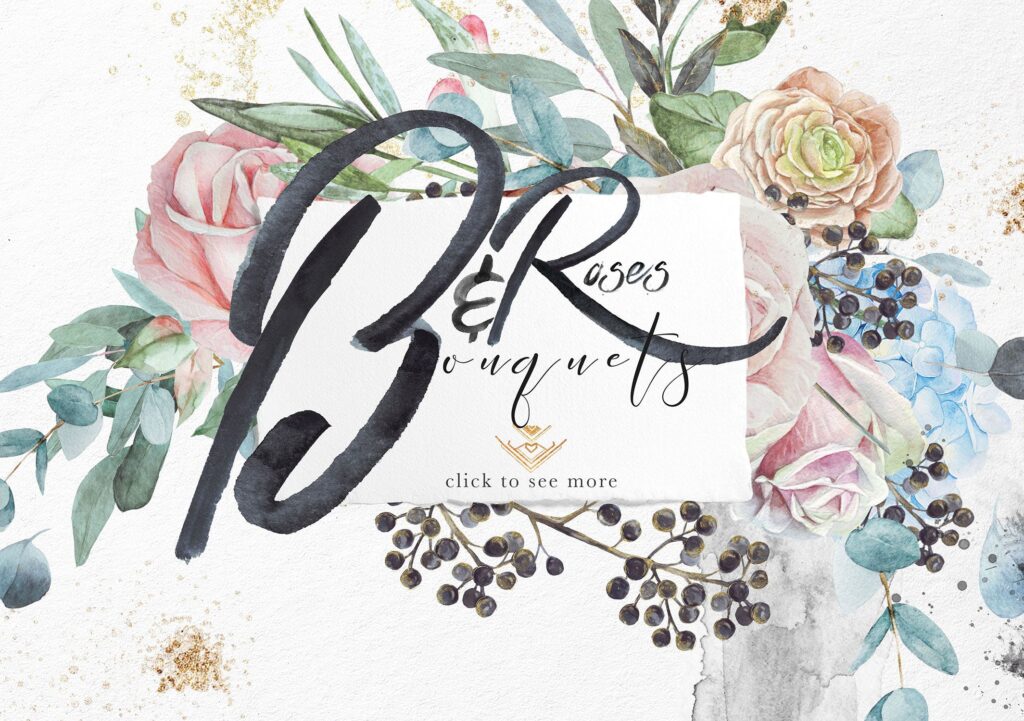 婚礼玫瑰花束创意图案合集邀请函相框装饰图案Wedding roses bouquets Artarian vol22插图6