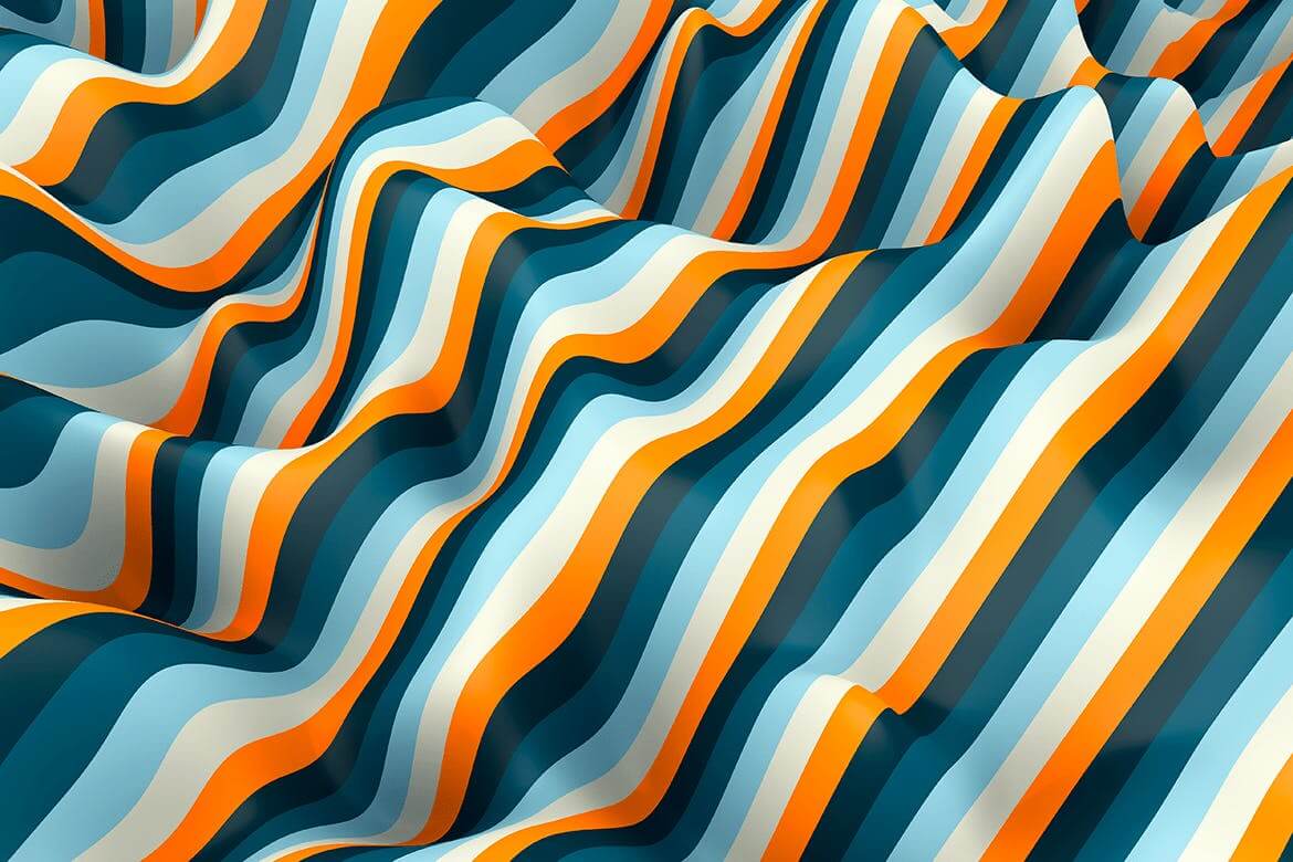 多彩色条纹波背景multi Colored Striped Waves Backgrounds 设计口袋