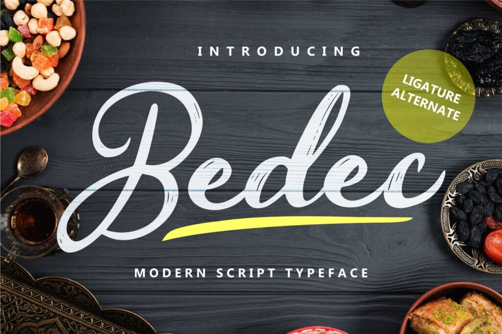 坚果食品包装类英文手写字体下载Bedec Modern Script Typeface插图