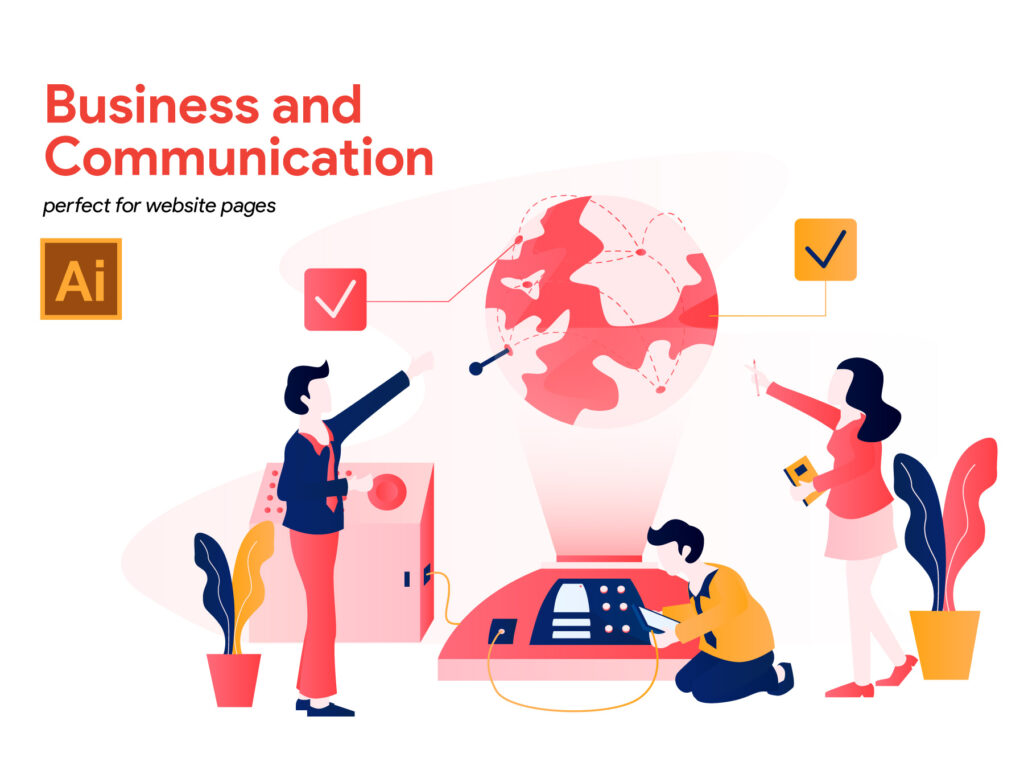 5个精美商扁平化插画素材下载5 Business and Communication Illustration插图2