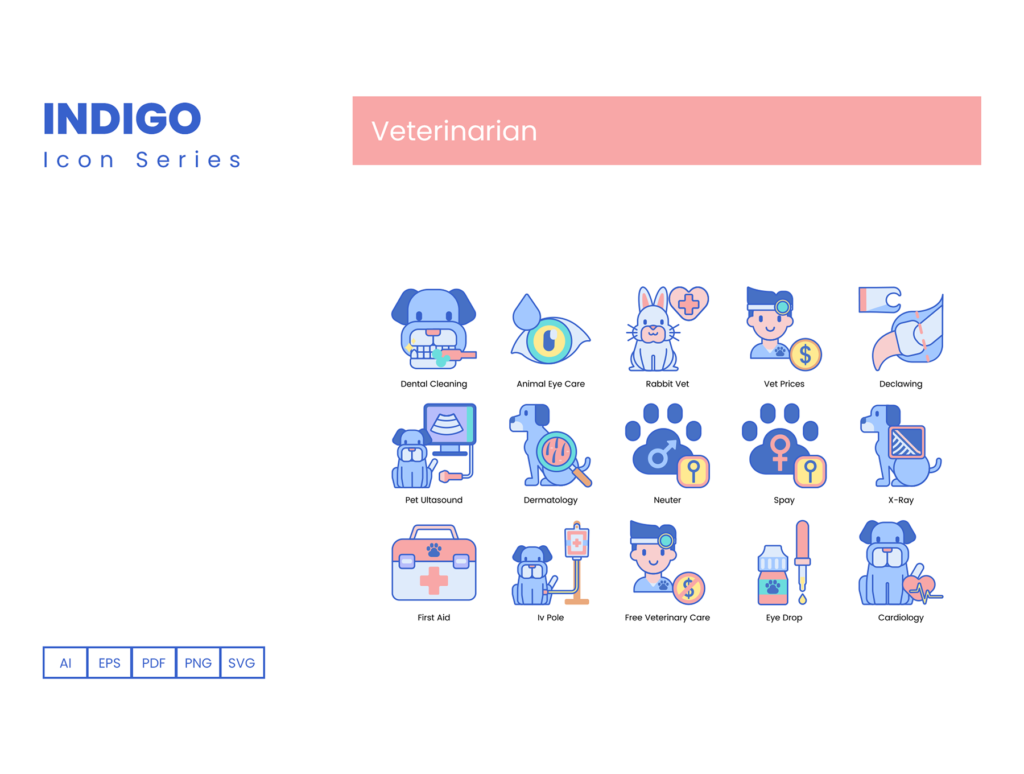 65个宠物类描边风线性图标素材下载65 Veterinary Icons Indigo Series插图4
