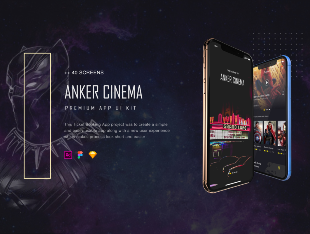 订票助手主题概念UI界面素材设计套件ANKER Cinema ticket booking app UI kits插图1
