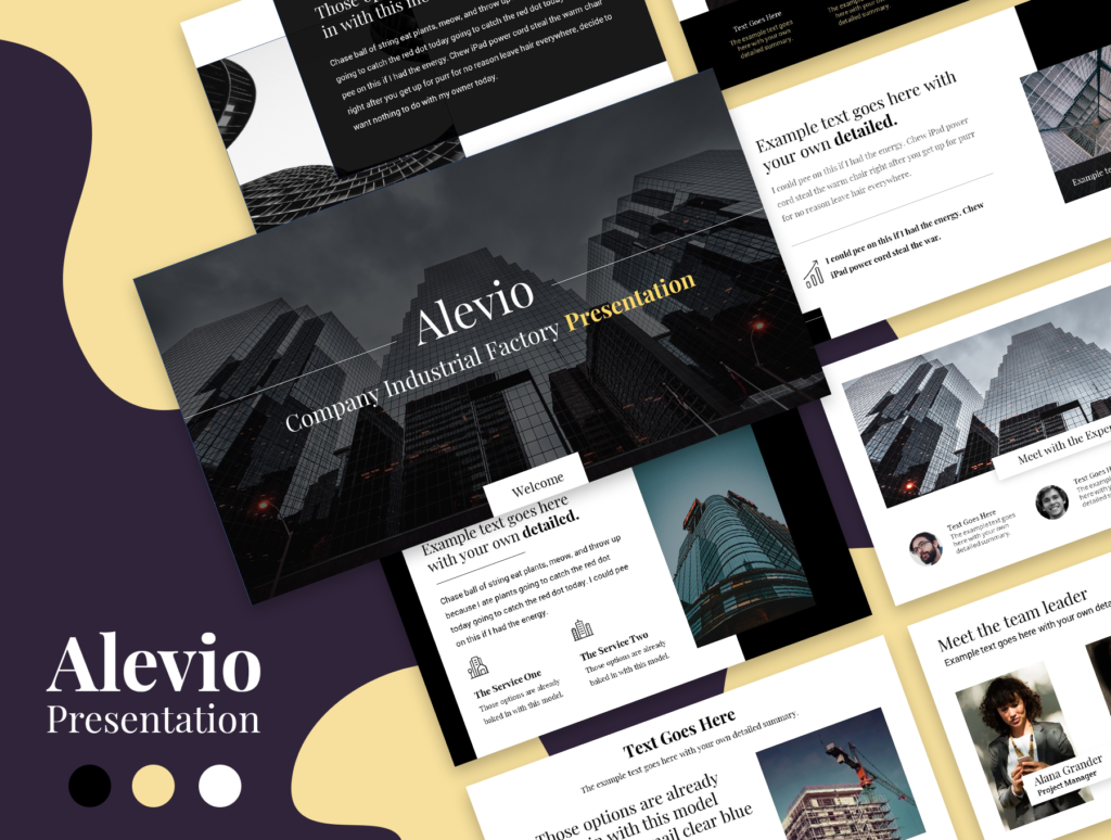 现代商务市场策划书演示文稿幻灯片模板Alevio Industries Creative Presentation插图1