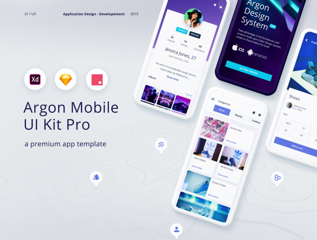 在线购物移动应用界面概念设计稿素材下载Argon Mobile UI Kit Pro插图1