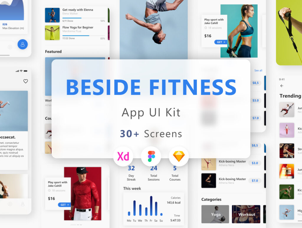 健身应用程序设计UI设计套件素材下载BESIDE Fitness App UI Kit插图1