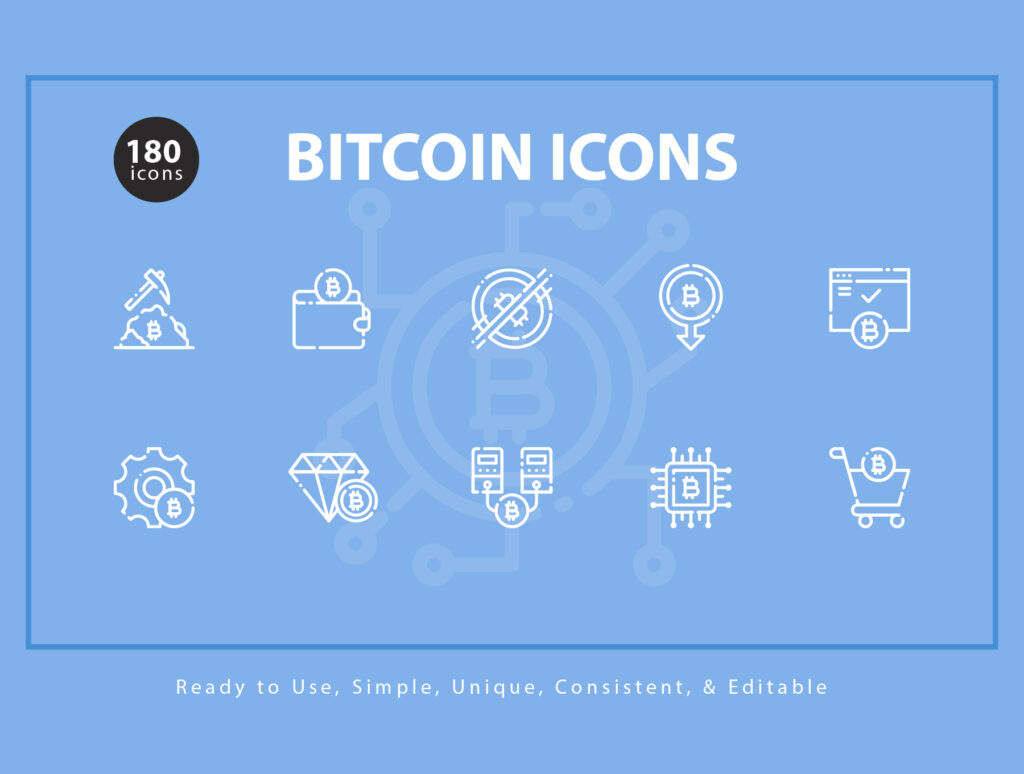 金融虚拟数字货币线性矢量图标源文件Bitcoin Icons插图1