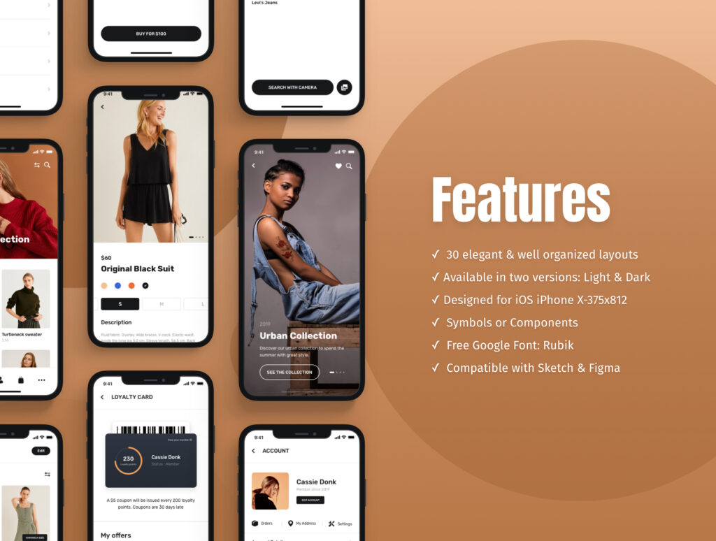 时尚服装品牌电商购物类移动应用界面UI Kit素材下载Blume Shopping App UI Kit插图2