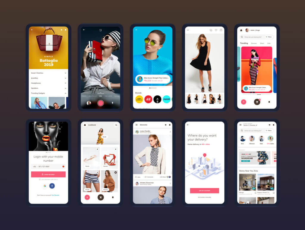 时尚服装品牌/在线电子商务购物类设计套件工具包Button up fashion mobile app UI kit插图2