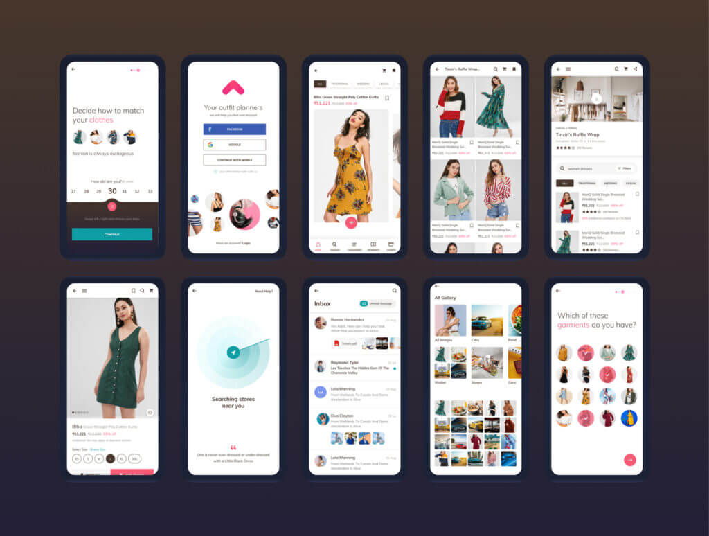 时尚服装品牌/在线电子商务购物类设计套件工具包Button up fashion mobile app UI kit插图4