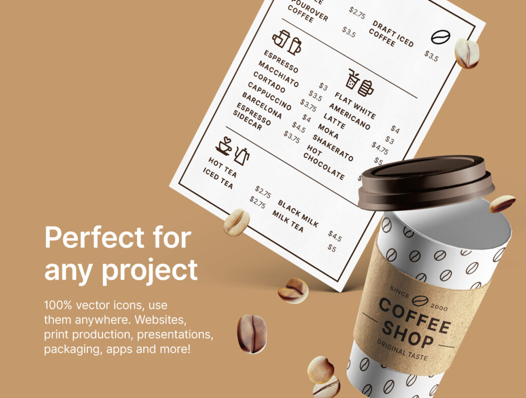 30个咖啡馆相关主题矢量线性图标Coffeeshop icons插图1