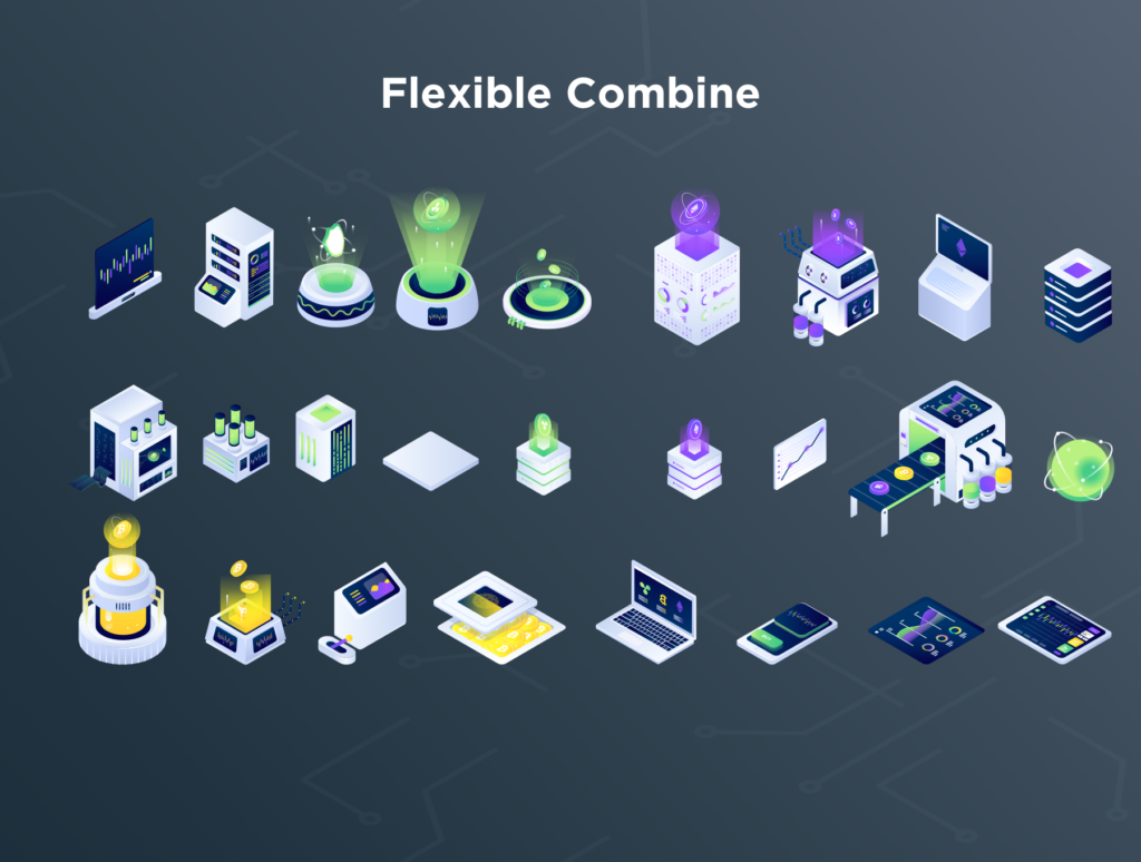 加密货币业务类别的2.5D插图工具包素材下载Cryptocurrency Business Isometric Kit Vol.01插图4