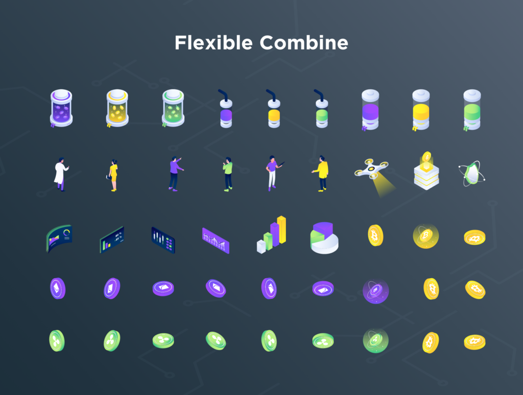 加密货币业务类别的2.5D插图工具包素材下载Cryptocurrency Business Isometric Kit Vol.01插图5