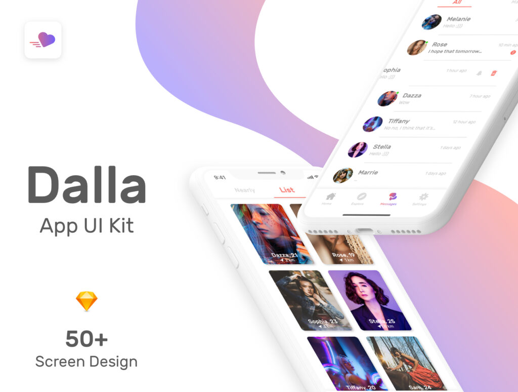 约会应用UI Kit/陌生人社交应用UI界面设计套件Dalla Dating App UI Kit插图1