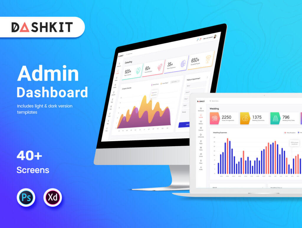 后台仪表盘可视化数据模型素材下载Dashkit  Admin Dashboard UI Kit插图1