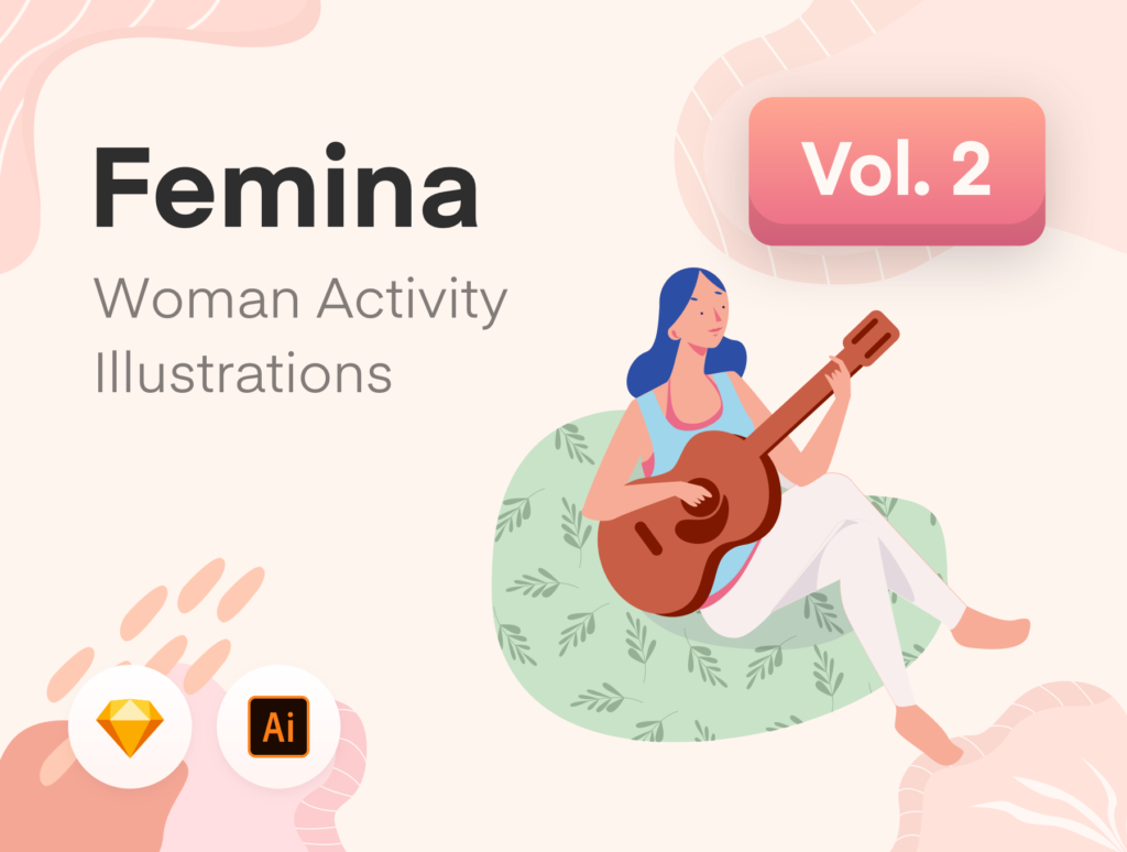 居家出行类扁平插图启动页插图下载Femina Woman Daily Activity – Vol.2插图1