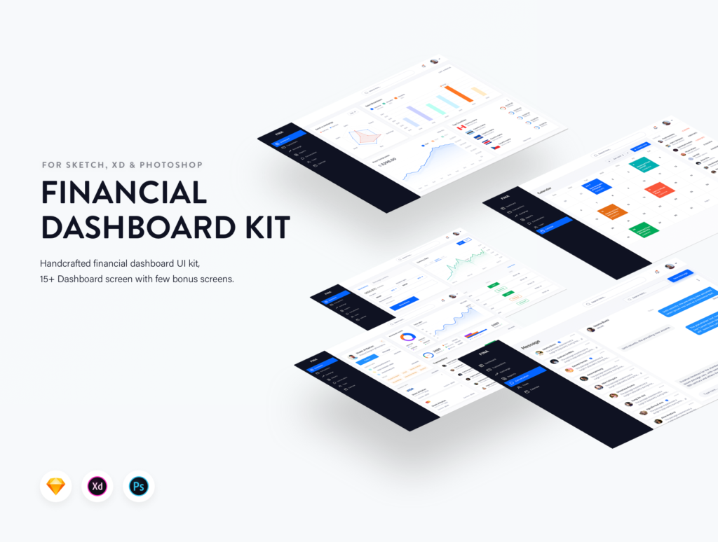 金融后台类数据图表主题UI界面素材模板下载Finance Dashboard UI Kit插图1