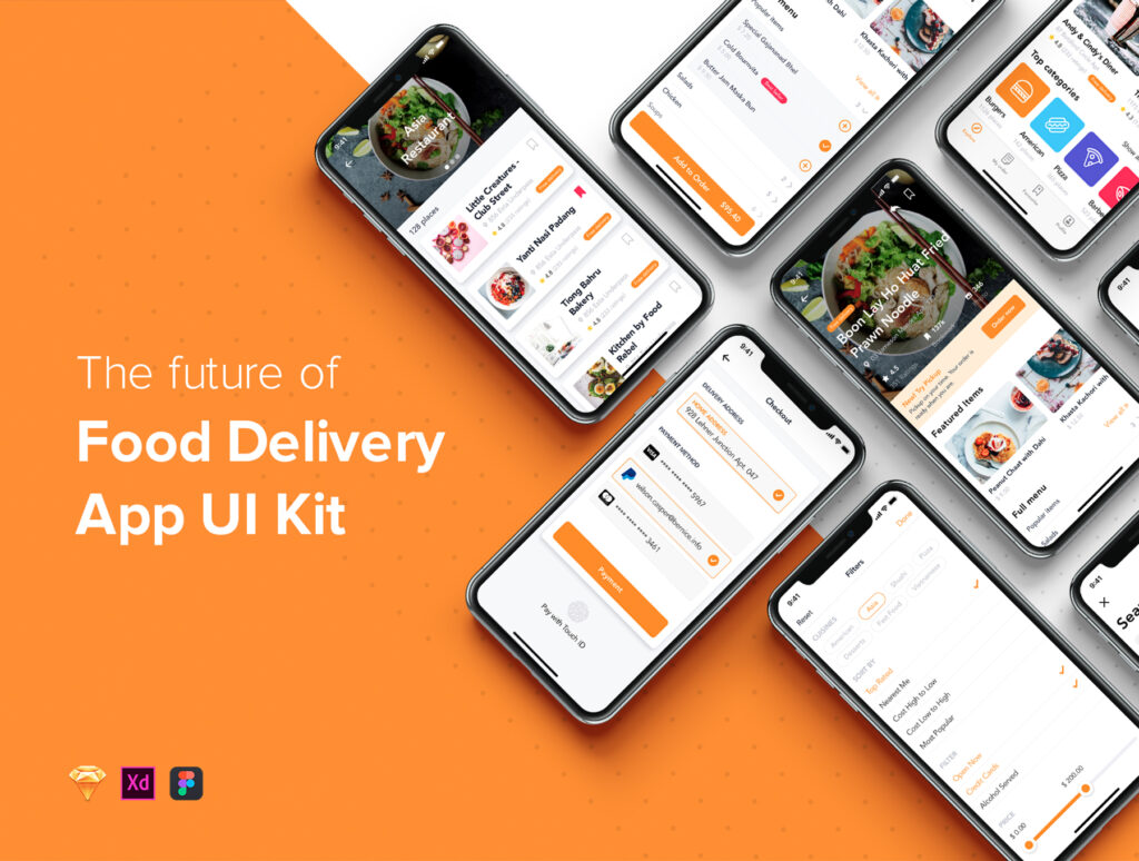 美食/外卖订购类 App UI Kit界面素材模板下载Fozzi – Food Delivery mobile app UI Kit插图1
