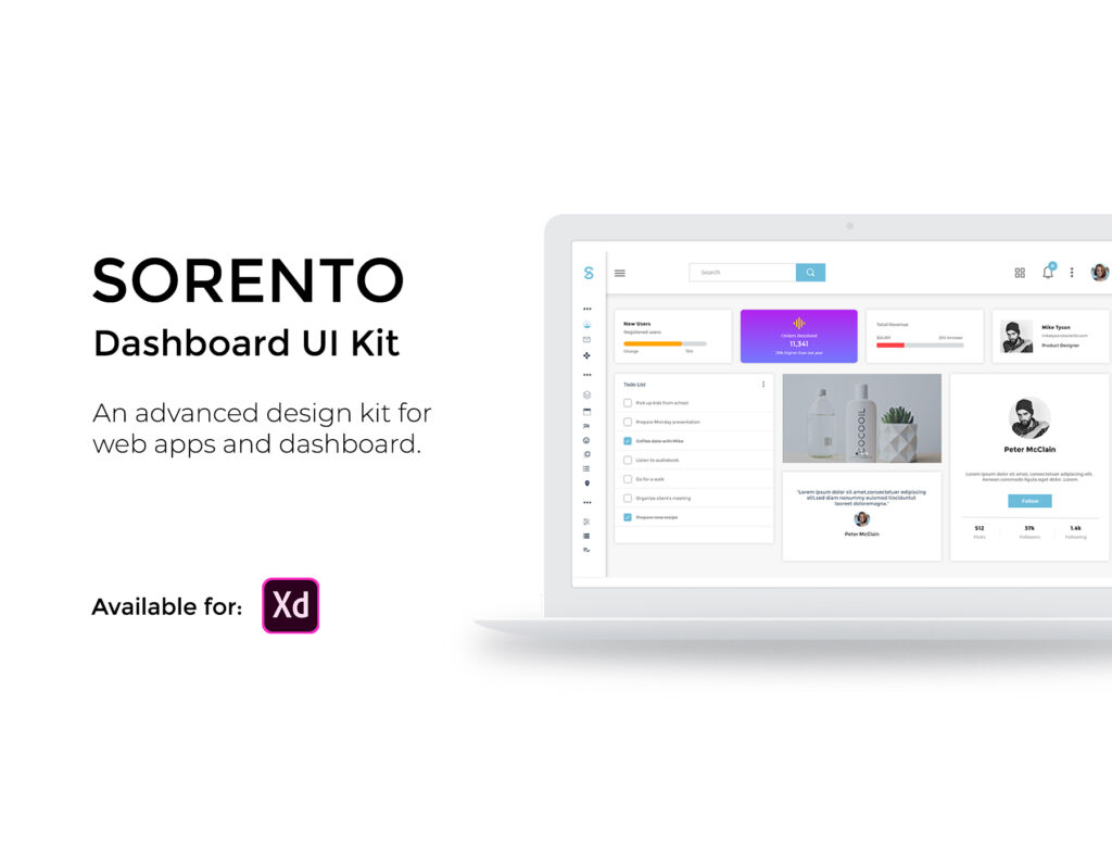 后台仪表盘UI界面素材设计套件素材Free – Sorento Dashboard UI Kit插图1