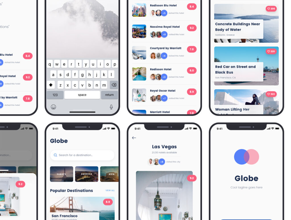 旅游移动应用程序UIkit素材模型下载Globe Travel app插图5