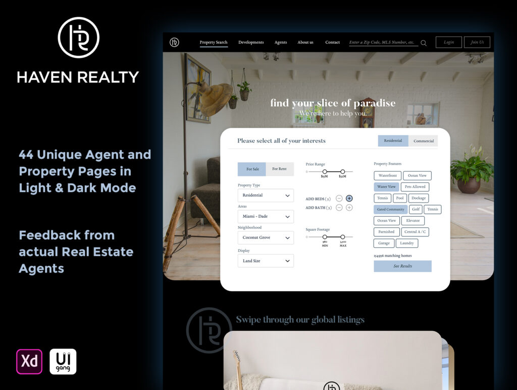 独特设计版式素材房地产Web UI工具包下载Haven Real Estate Web UI Kit Realtor插图4