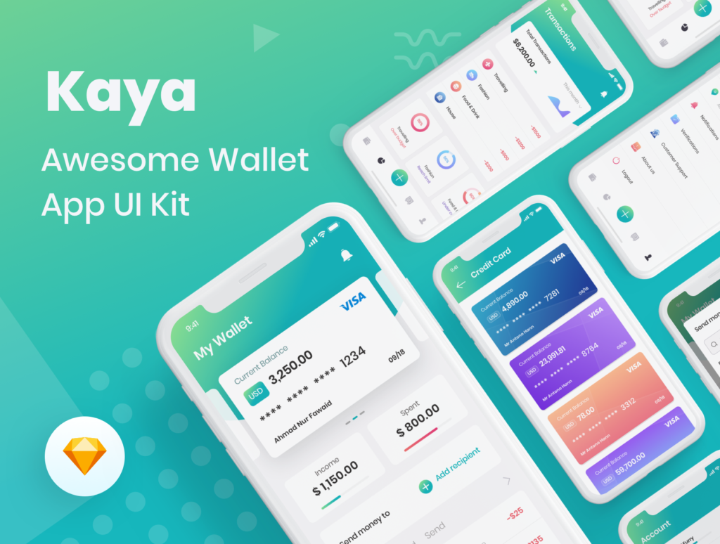 钱包主题类UI界面素材设计套件应用程序素材Kaya Wallet App插图1