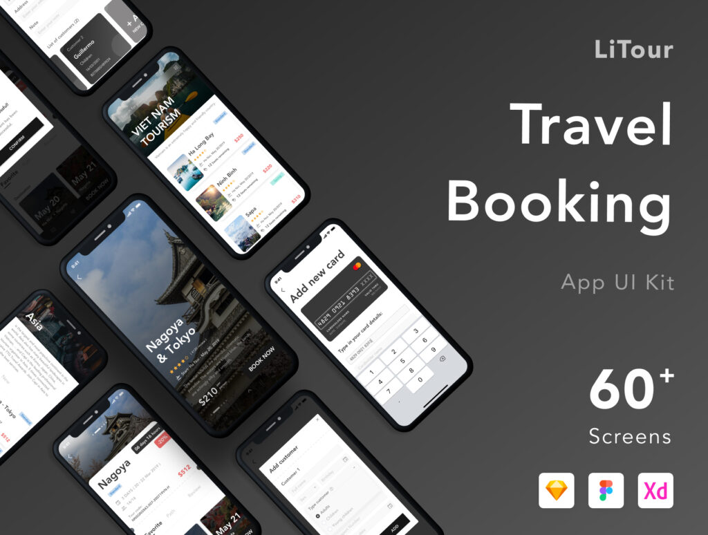 美学旅行预订移动应用设计套件素材下载LiTour Travel Booking App UI Kit插图1