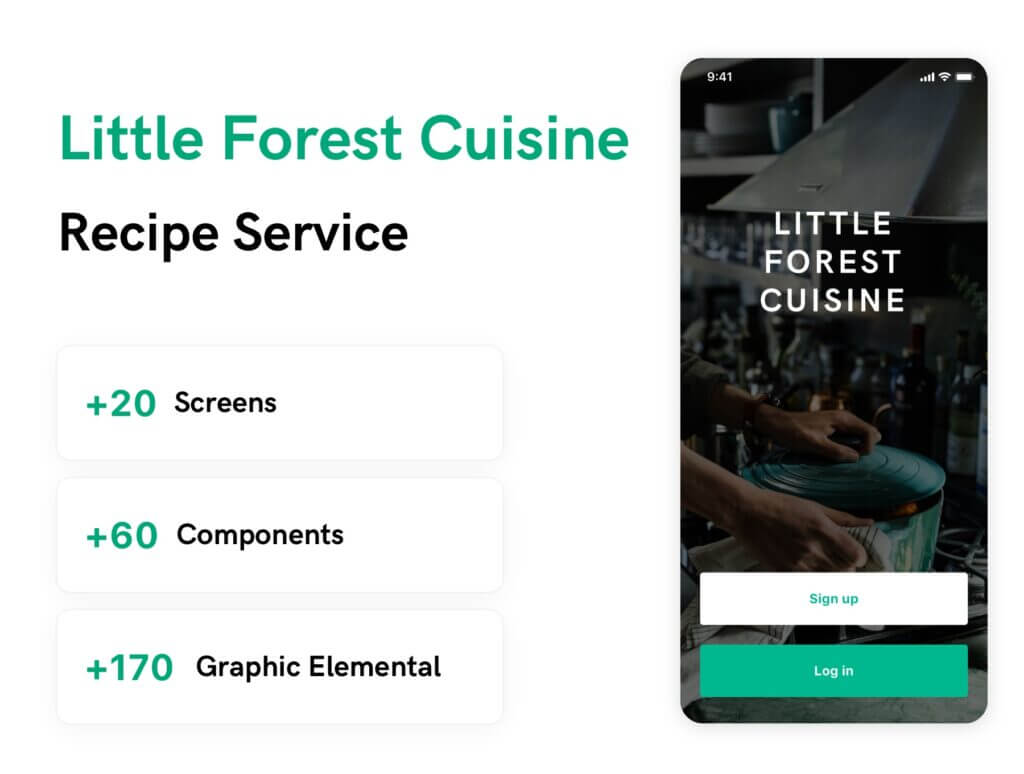 高端精致美食餐饮类UIkit素材套件下载Little Forest Cuisine UI KIT插图2