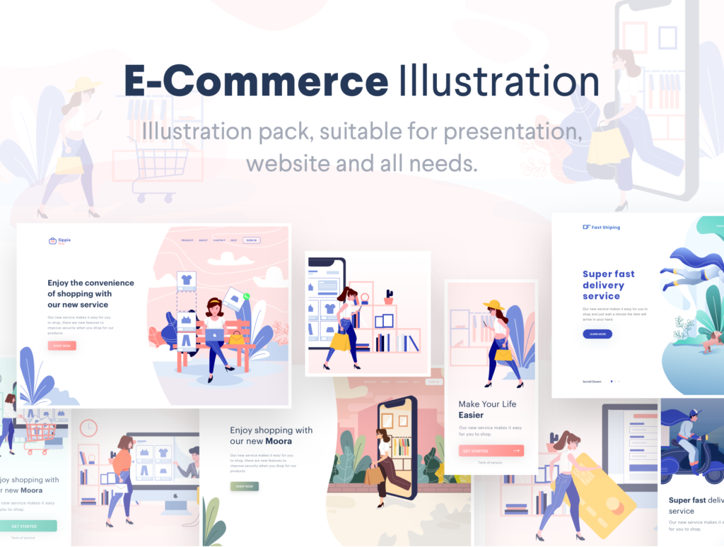 电子商务插图主题概念场景插图素材Lunas : E-commerce Illustration Kit插图1