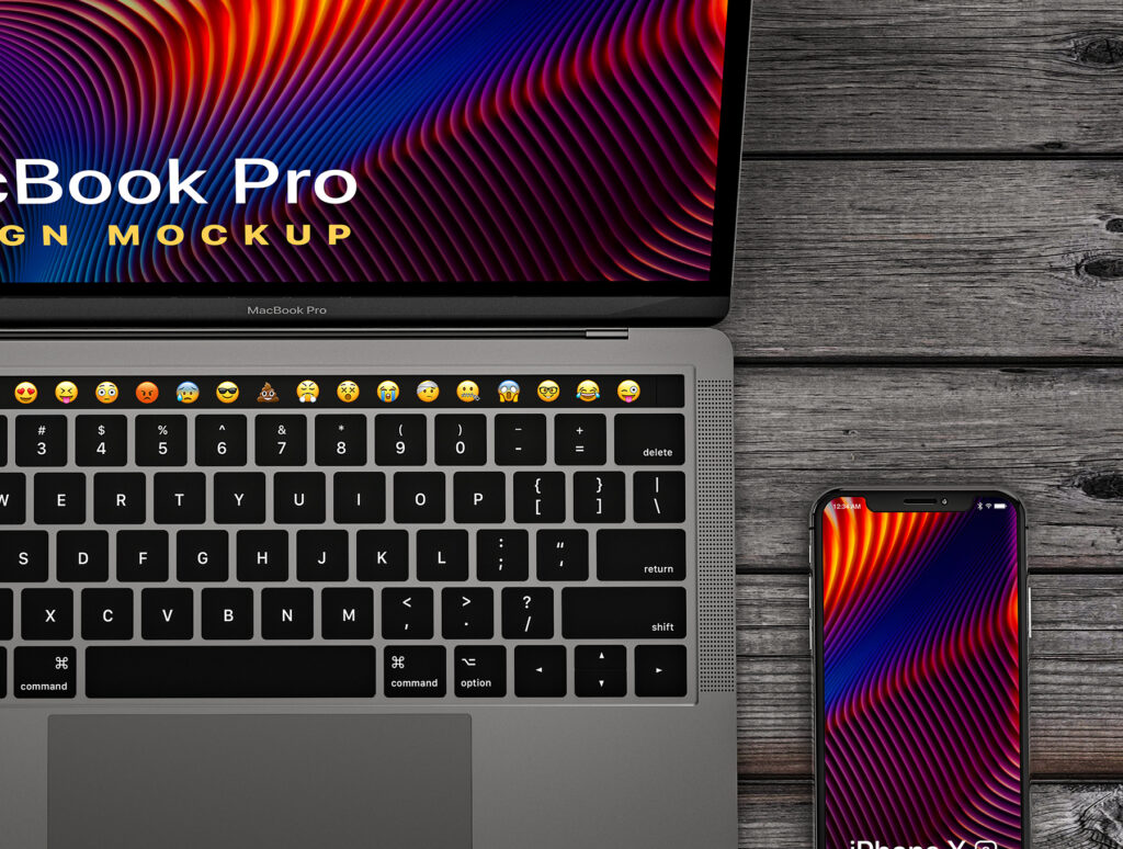 MacBook Pro笔记本电脑素材模型样机下载MacBook Pro & iPhone XS Design Mockup 2插图3