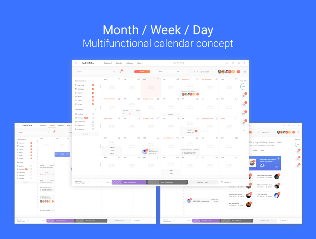 多功能创意web端日历UI界面素材Multifunctional Calendar UI Kit插图3